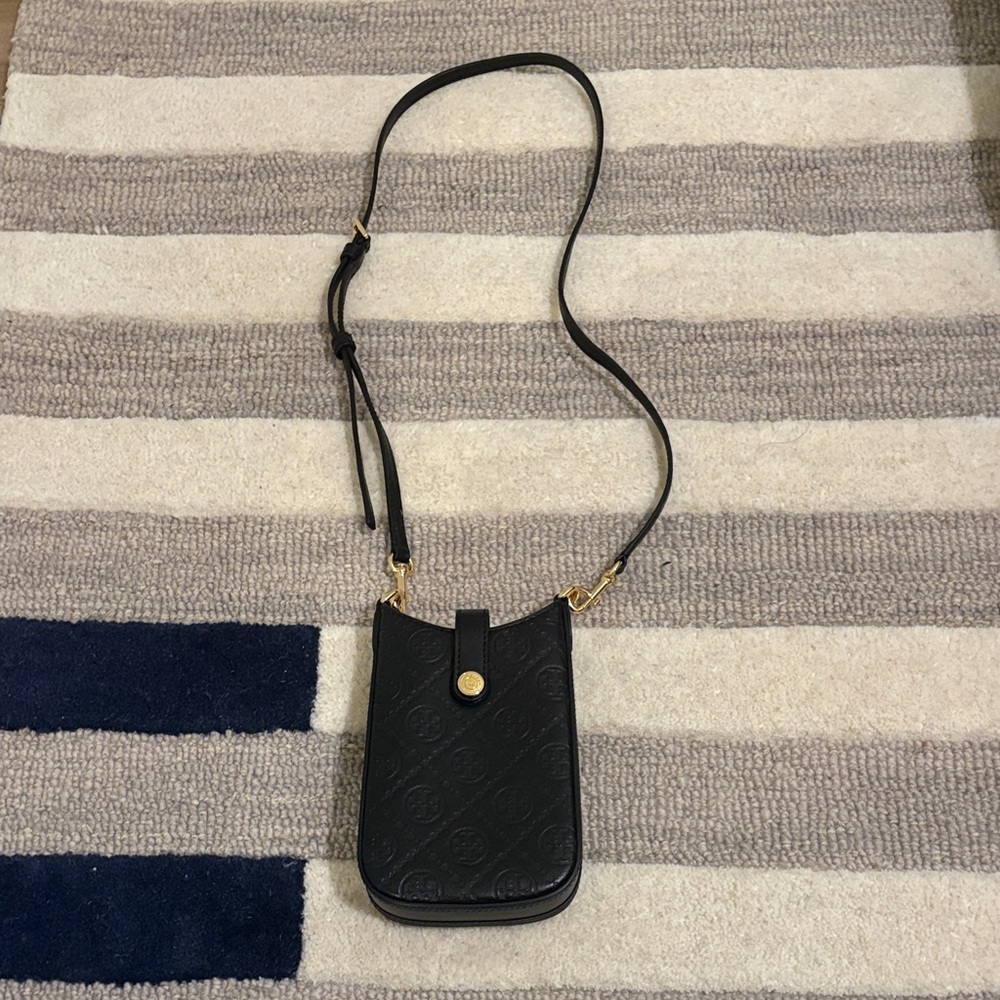 Tory Burch Black Crossbody Bag with Gold Accents